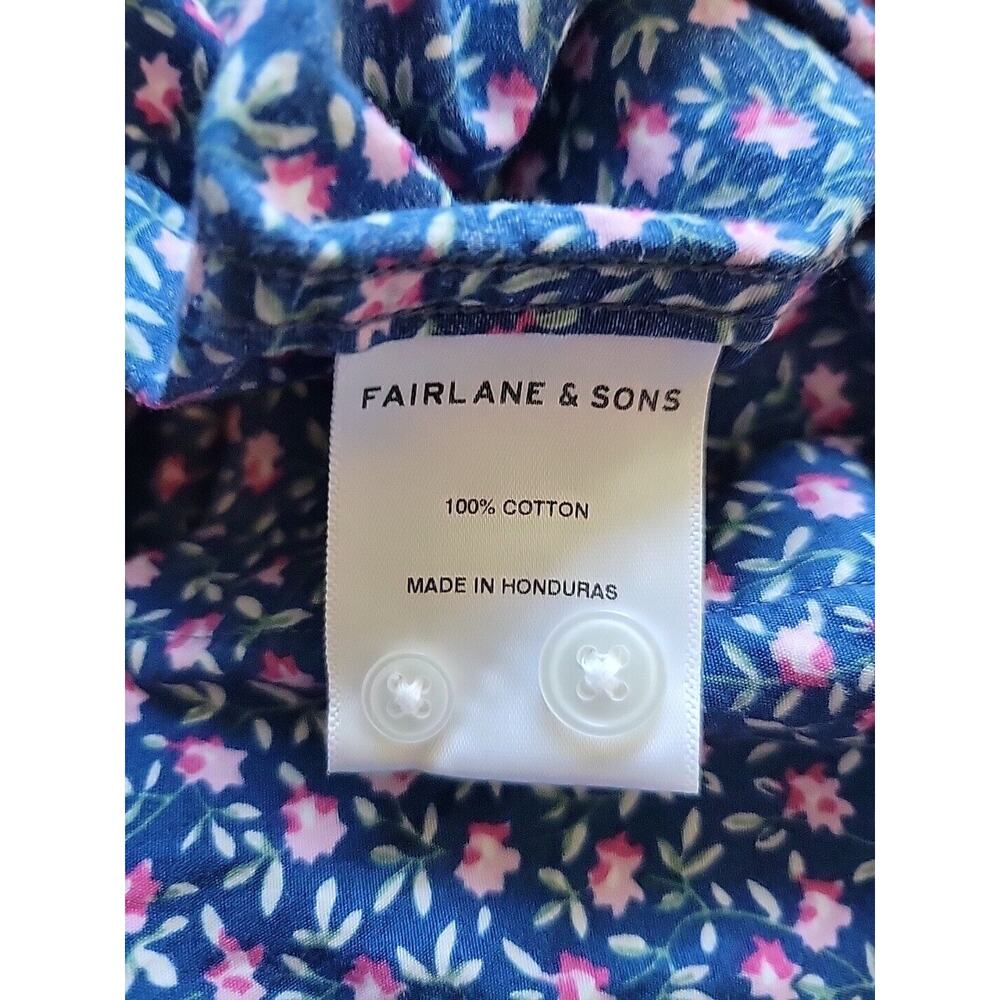Fairlane & Sons 100% Cotton Blue Tiny Floral Long Sleeve Button Up Shirt Mens XL - Picture 12 of 12
